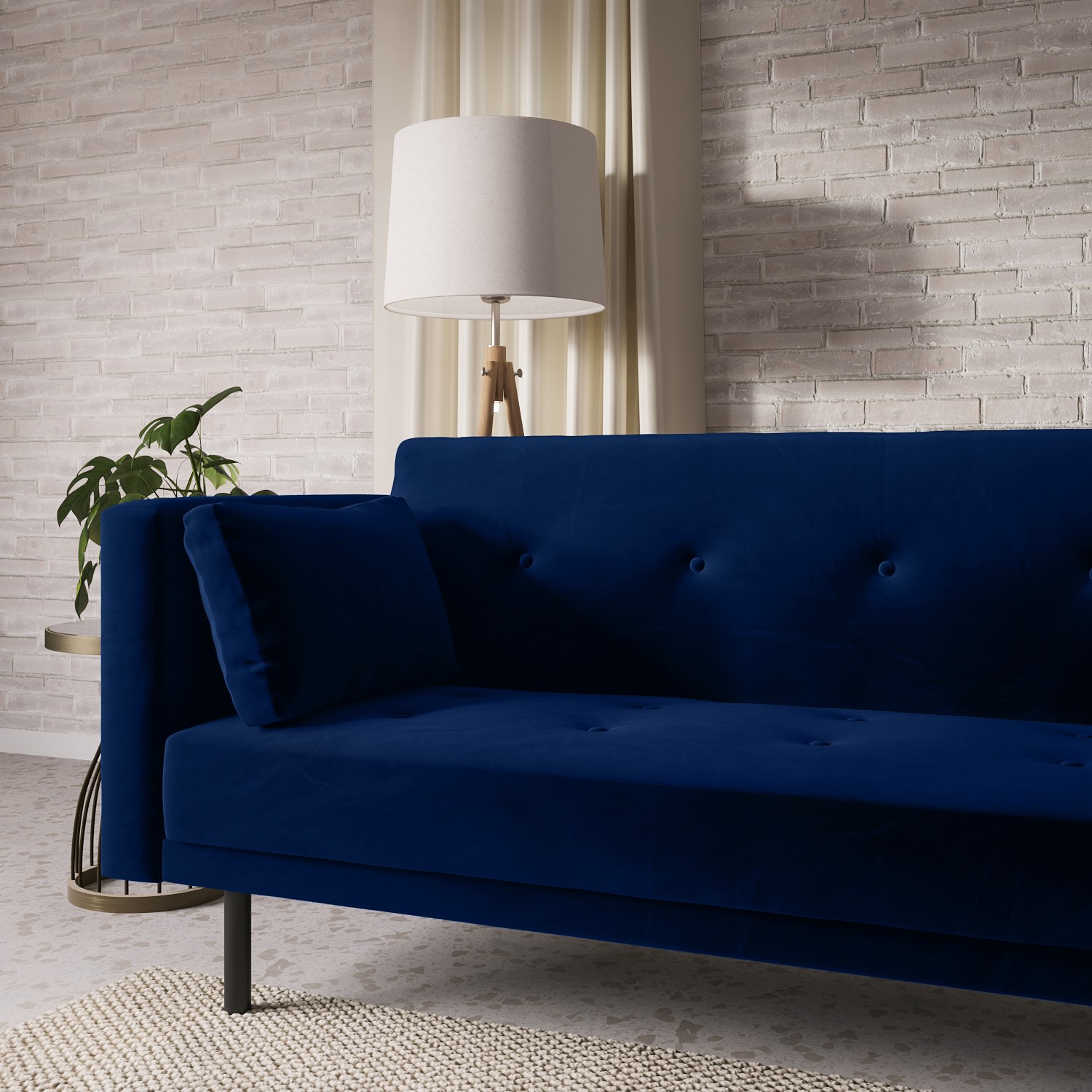 Read more about Navy velvet click clack sofa bed seats 3 rory